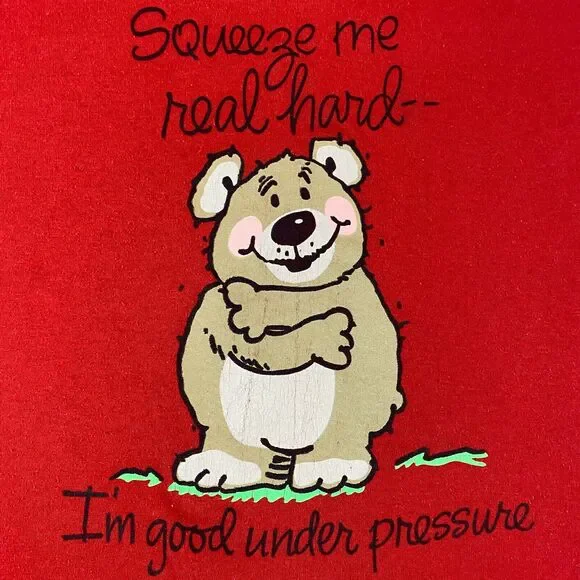 Vintage Hallmark T-shirt Size Large Squeeze Me Real Hard USA Super 50 Red - Picture 3 of 7